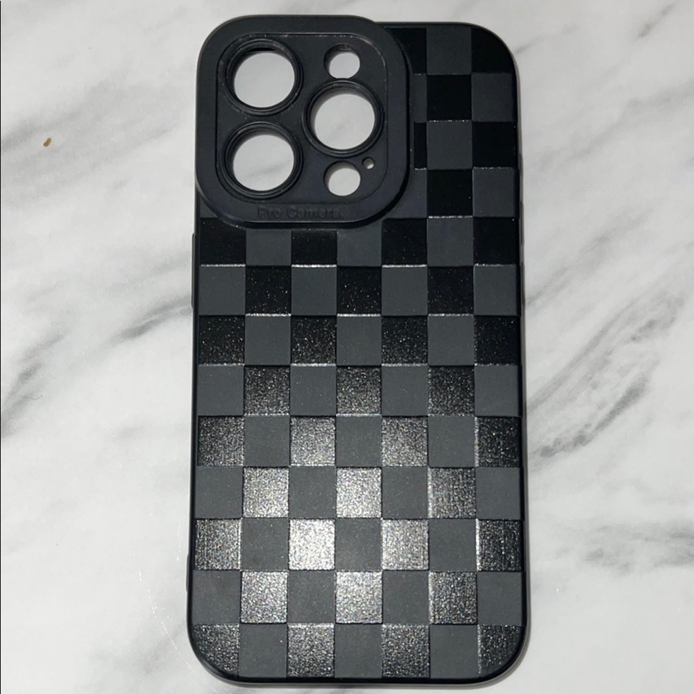 Black Textured Checkered Plastic IPhone 15 Pro Case